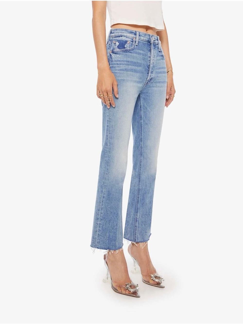 MOTHER Superior The Tripper Flood Fray Jeans Left In The Dust